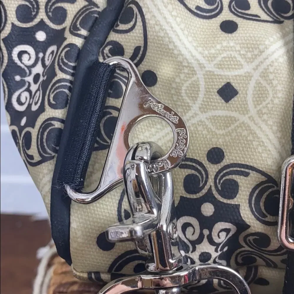 Petunia Pickle Bottom Tan & Black  Print Front Flap Diaper Bag